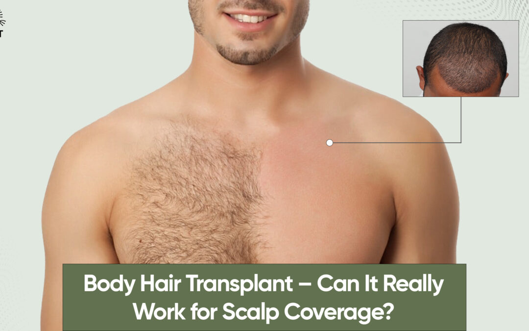 Body hair transplant procedure for scalp coverage at QHT Clinic, showcasing beard hair used for restoration.